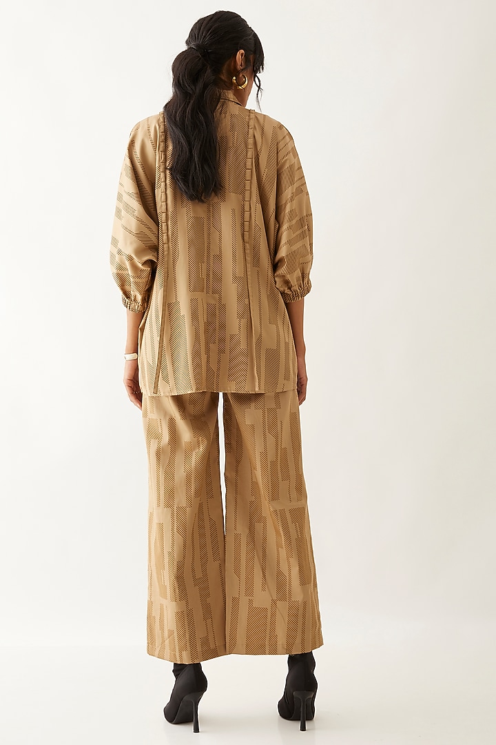 Sand Cotton Satin Printed Co-Ord Set by SNOB at Pernia's Pop Up Shop