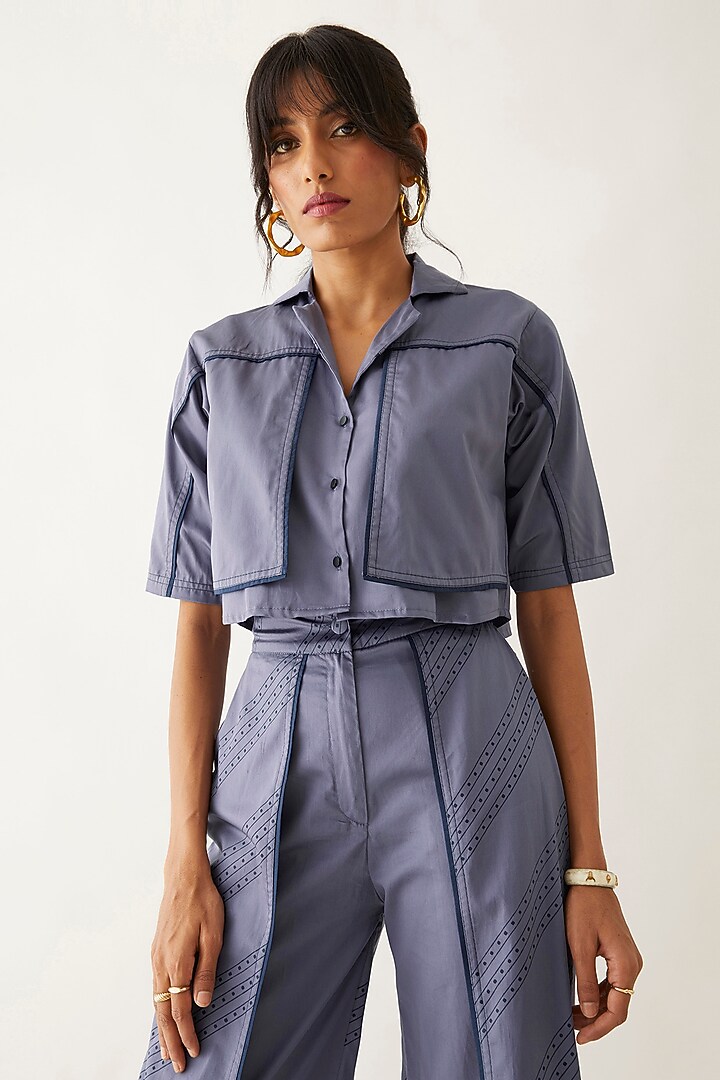 Twilight-Colored Cotton Satin Printed Co-Ord Set by SNOB at Pernia's Pop Up Shop