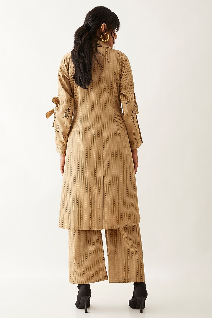 Sand Cotton Satin Printed Co-Ord Set by SNOB at Pernia's Pop Up Shop