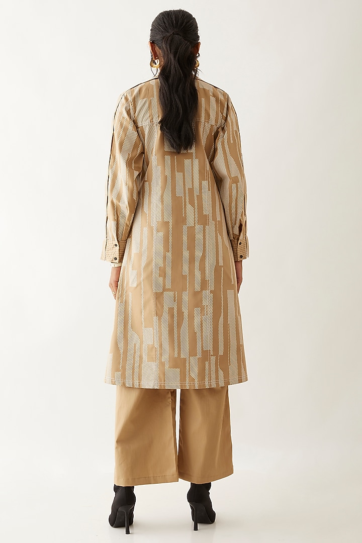 Sand Cotton Satin Printed Co-Ord Set by SNOB at Pernia's Pop Up Shop