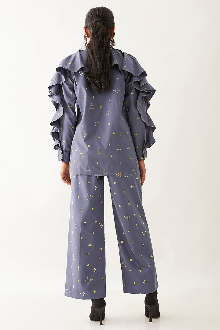 Twilight-Colored Cotton Satin Printed Shirt by SNOB at Pernia's Pop Up Shop