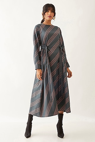 Forest Cotton Satin Printed Dress by SNOB
