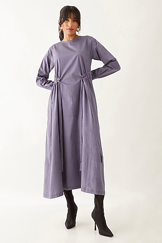 Twilight-Colored Cotton Satin Printed Dress by SNOB