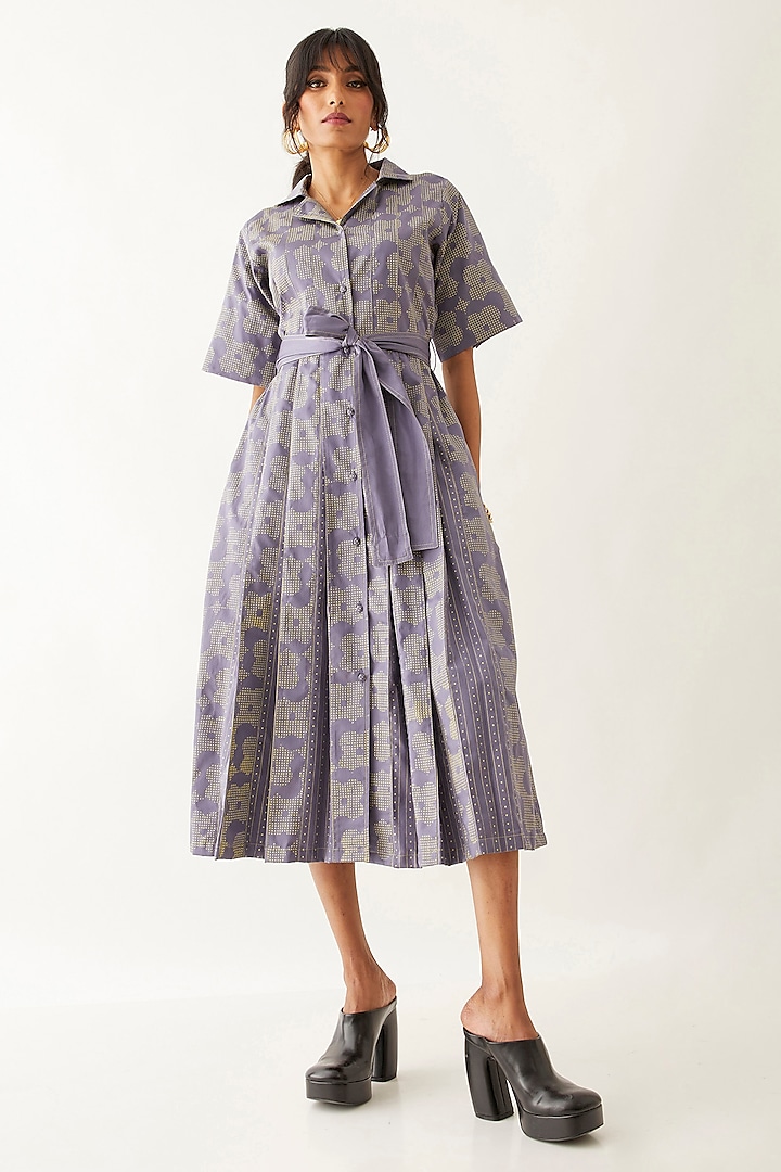 Twilight-Colored Cotton Satin Printed Dress by SNOB at Pernia's Pop Up Shop