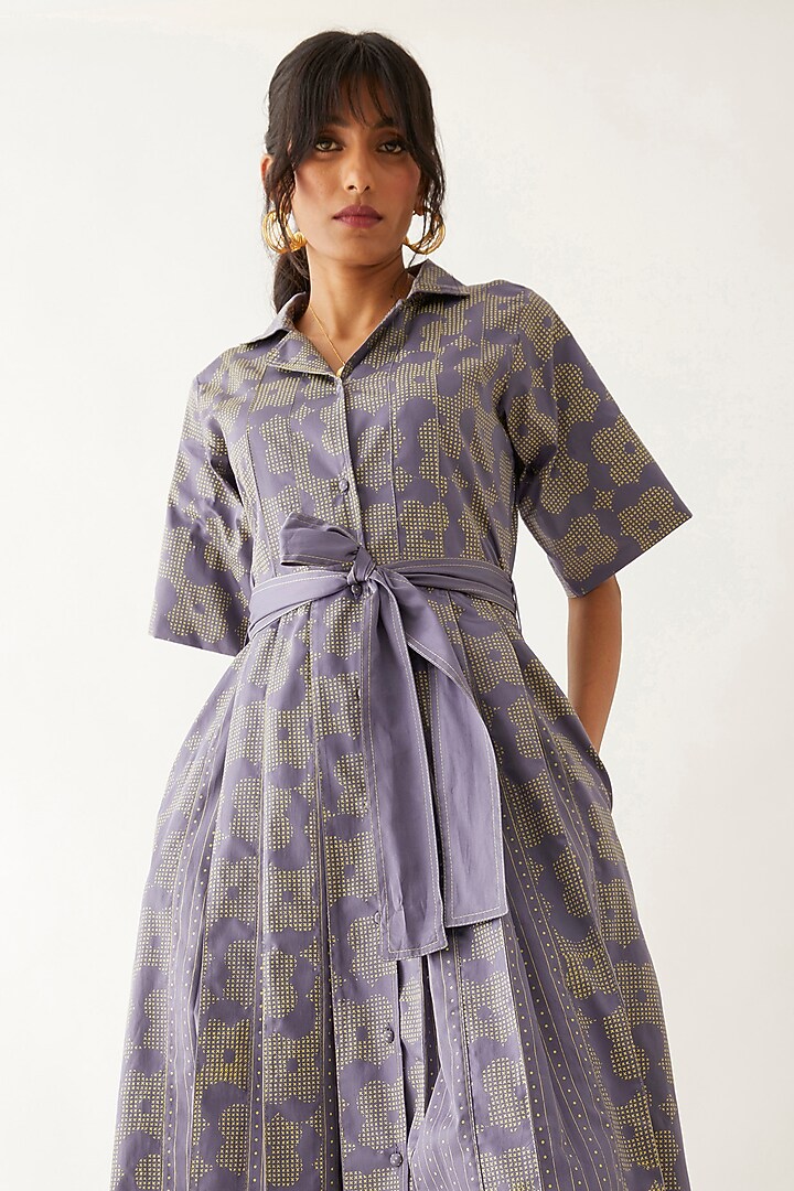 Twilight-Colored Cotton Satin Printed Vacation Dress by SNOB at Pernia's Pop Up Shop