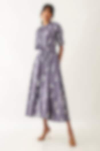 Twilight-Colored Cotton Satin Printed Dress by SNOB at Pernia's Pop Up Shop