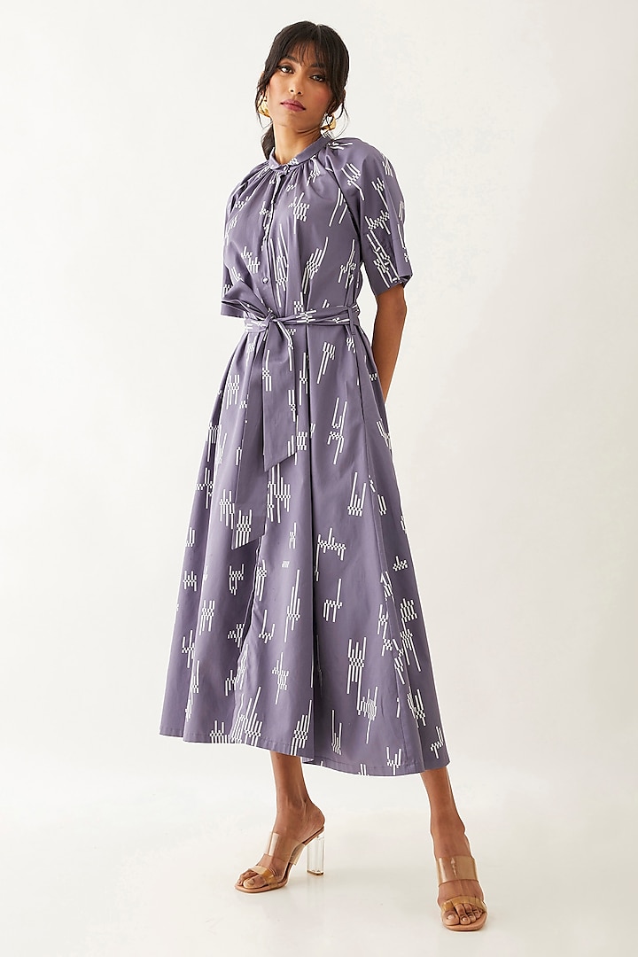 Twilight-Colored Cotton Satin Printed Dress by SNOB at Pernia's Pop Up Shop