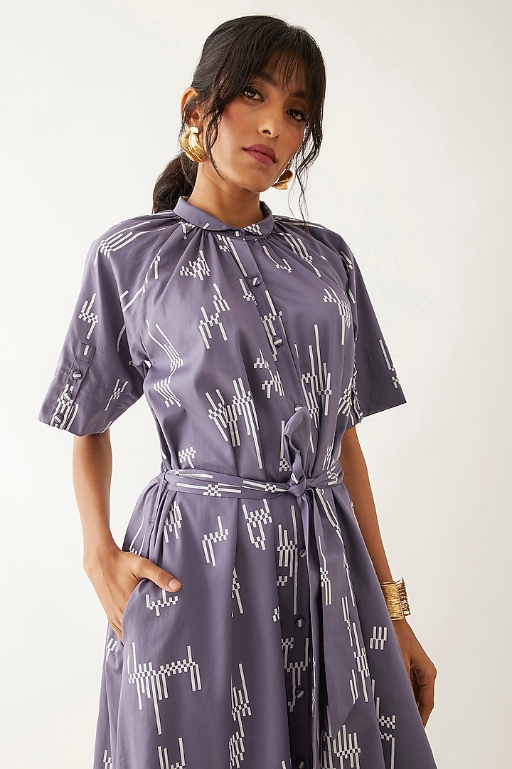 Twilight-Colored Cotton Satin Printed Vacation Dress by SNOB at Pernia's Pop Up Shop