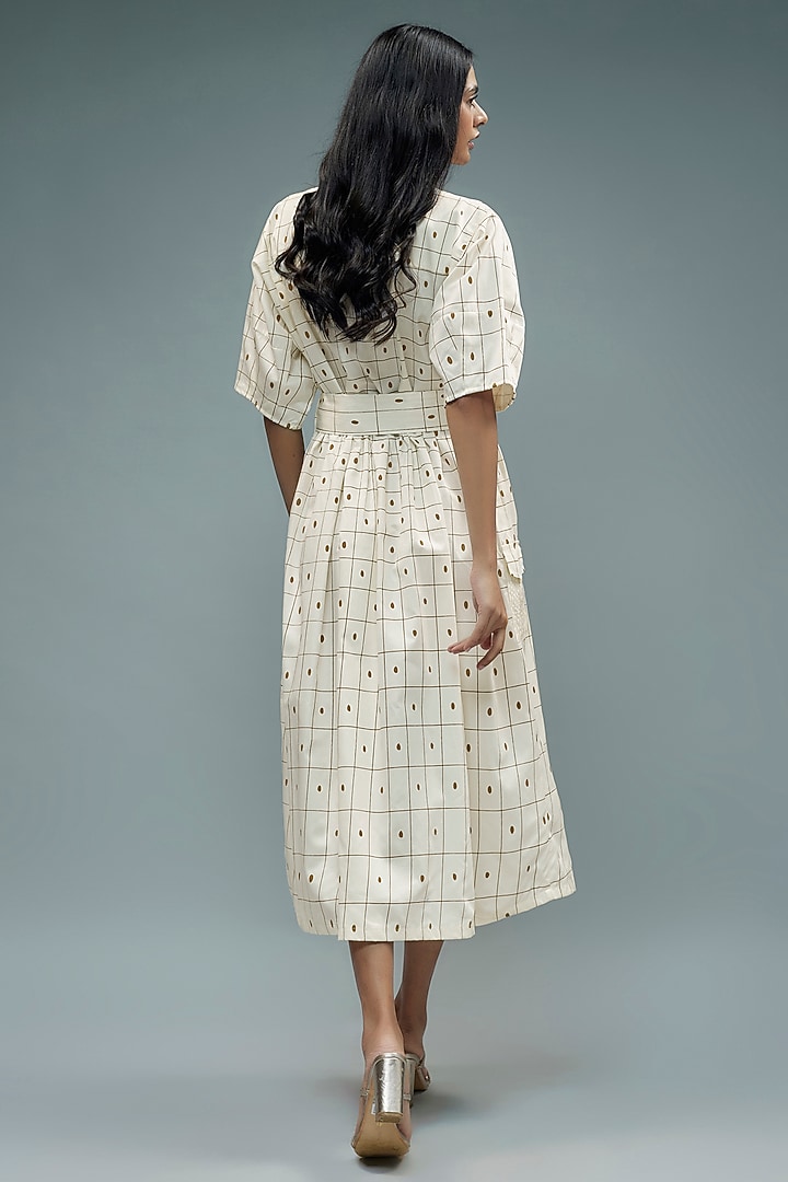 White Cotton Checkered Midi Vacation Dress by SNOB at Pernia's Pop Up Shop