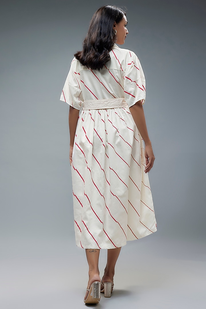 White Cotton Printed Midi Vacation Dress by SNOB at Pernia's Pop Up Shop