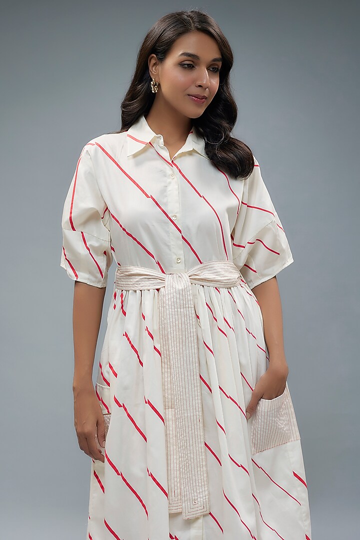 White Cotton Printed Midi Vacation Dress by SNOB at Pernia's Pop Up Shop