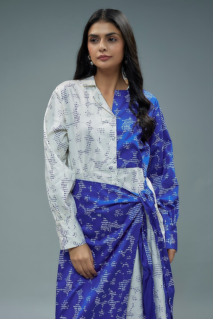 Blue Cotton Printed Midi Vacation Dress by SNOB at Pernia's Pop Up Shop