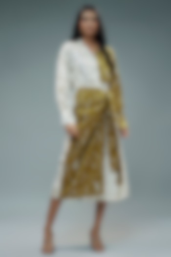 Gold Cotton Printed Midi Dress by SNOB at Pernia's Pop Up Shop