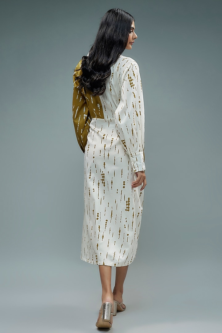 Gold Cotton Printed Midi Vacation Dress by SNOB at Pernia's Pop Up Shop