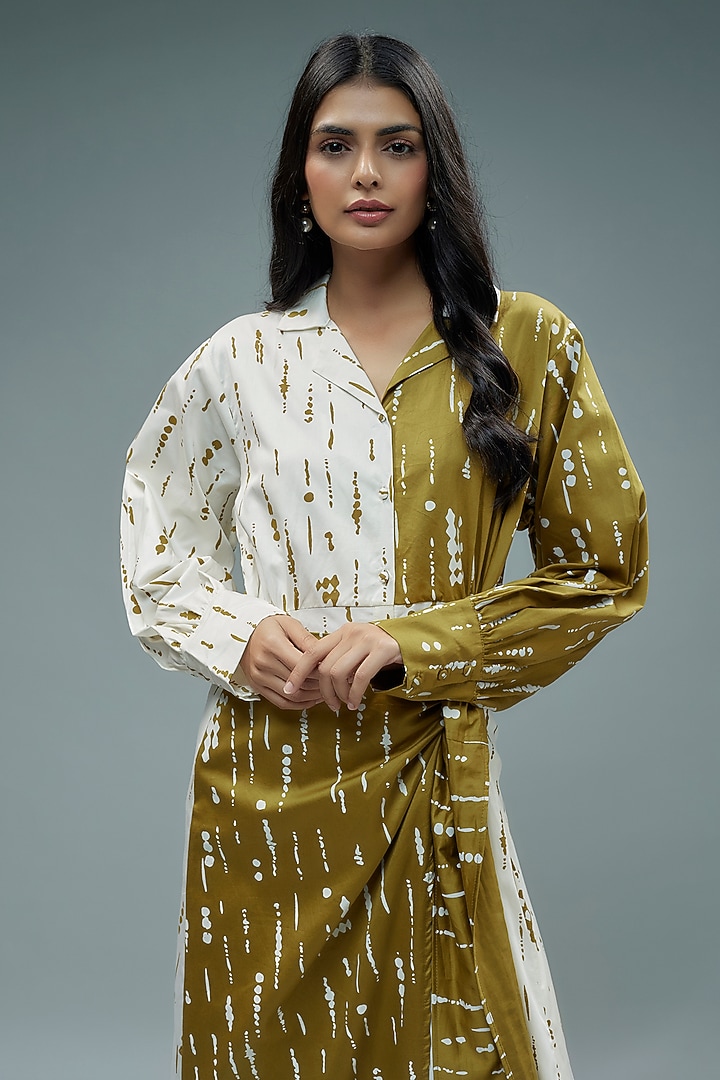 Gold Cotton Printed Midi Vacation Dress by SNOB at Pernia's Pop Up Shop