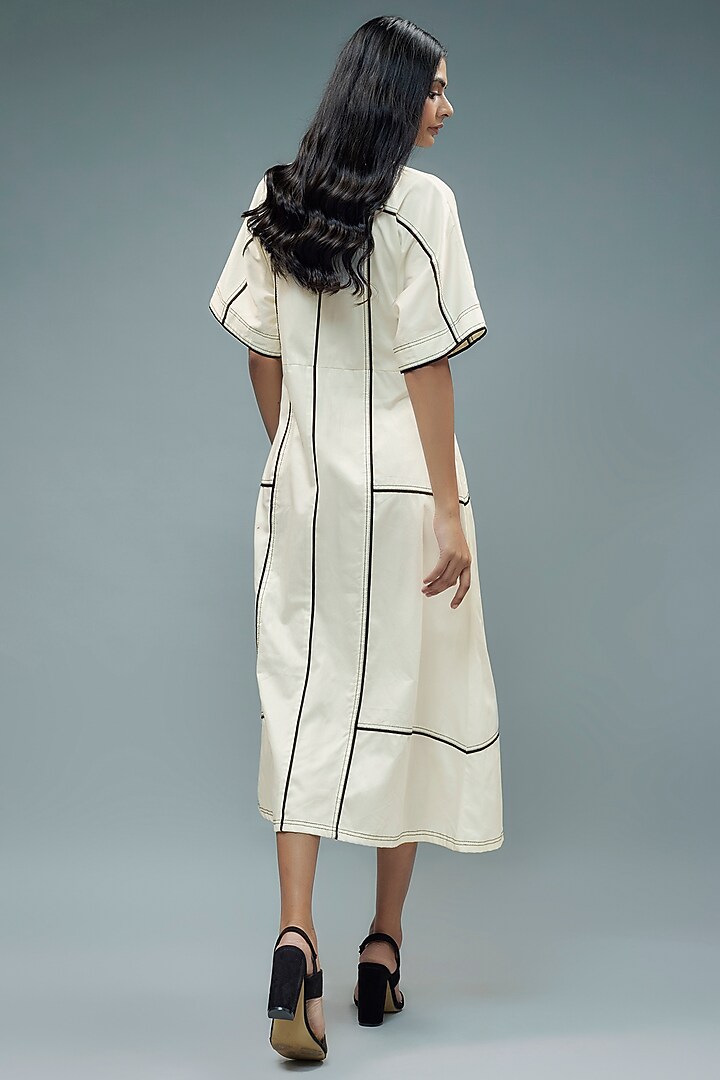 White Cotton Satin Midi Vacation Dress by SNOB at Pernia's Pop Up Shop