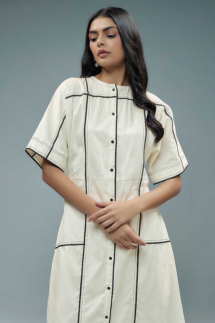 White Cotton Satin Midi Vacation Dress by SNOB at Pernia's Pop Up Shop