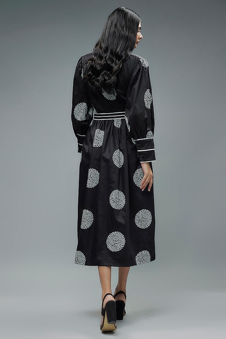 Black Cotton Printed Midi Vacation Dress by SNOB at Pernia's Pop Up Shop