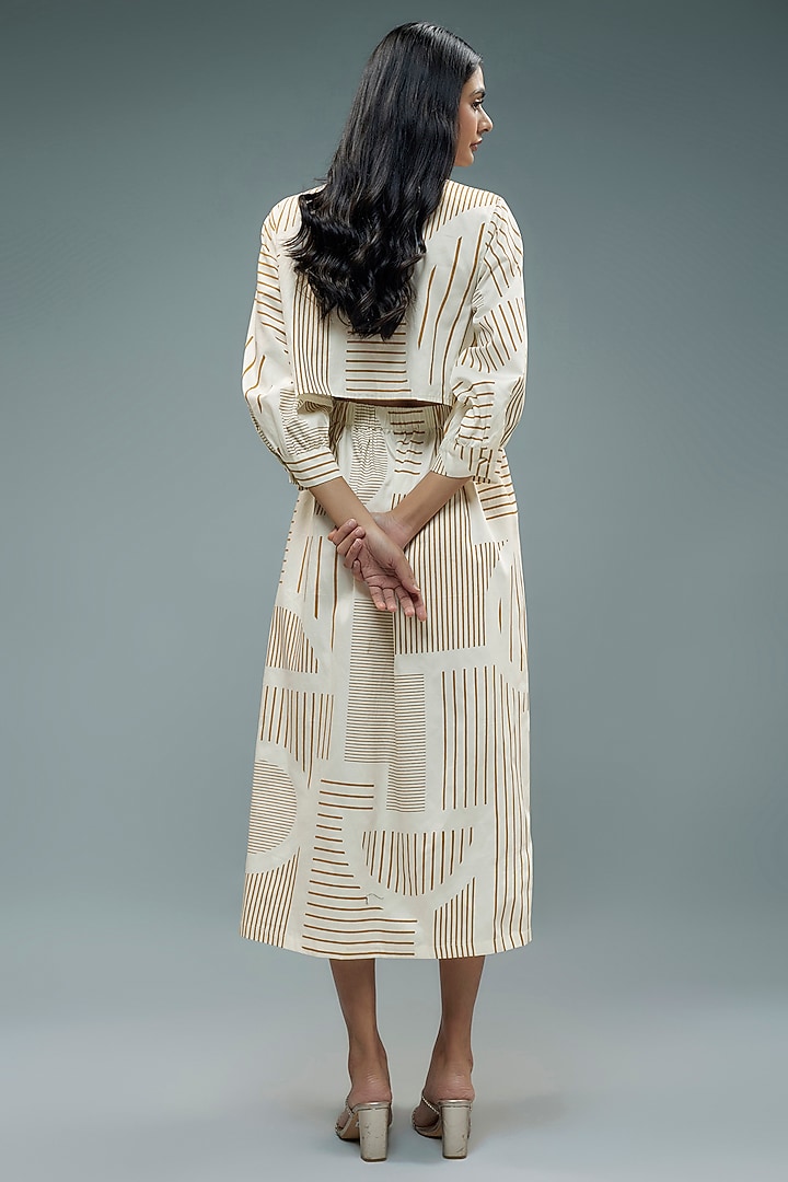 Off-White Cotton Geometric Printed Midi Vacation Dress by SNOB at Pernia's Pop Up Shop