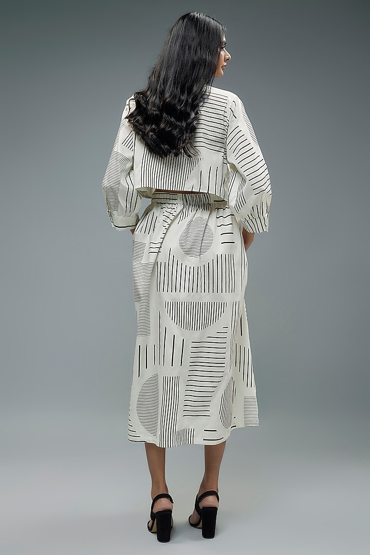 Off-White Cotton Geometric Printed Midi Vacation Dress by SNOB at Pernia's Pop Up Shop