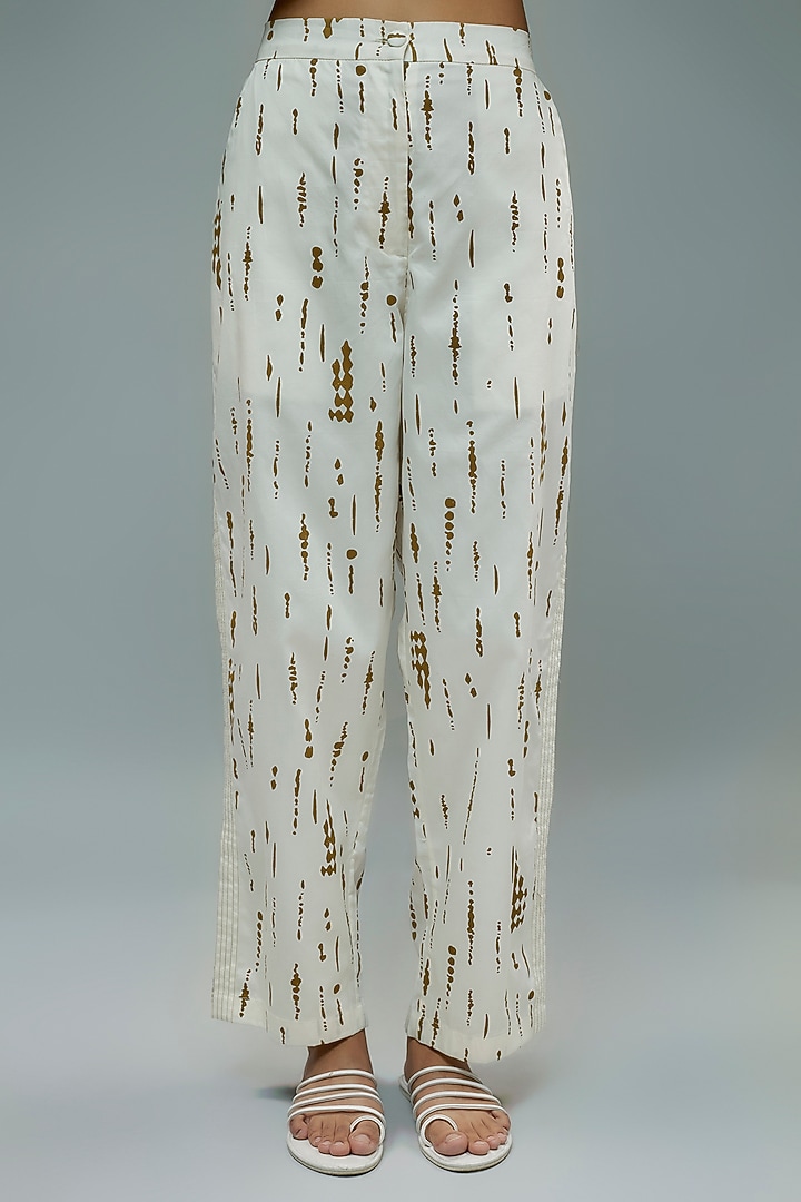 White Cotton Abstract Printed Co-Ord Set by SNOB at Pernia's Pop Up Shop
