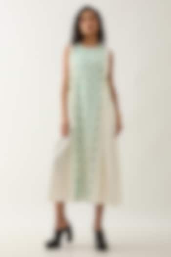 Off-White Cotton Satin Printed Sleeveless Midi Vacation Dress by SNOB at Pernia's Pop Up Shop