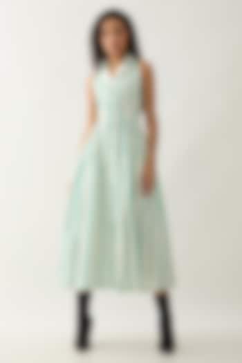 Off-White Cotton Satin Printed Sleeveless Midi Summer Dress by SNOB at Pernia's Pop Up Shop