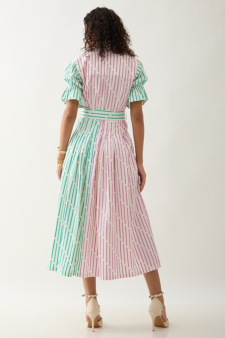 Multi-Colored Cotton Satin Printed A-Line Midi Vacation Dress by SNOB at Pernia's Pop Up Shop