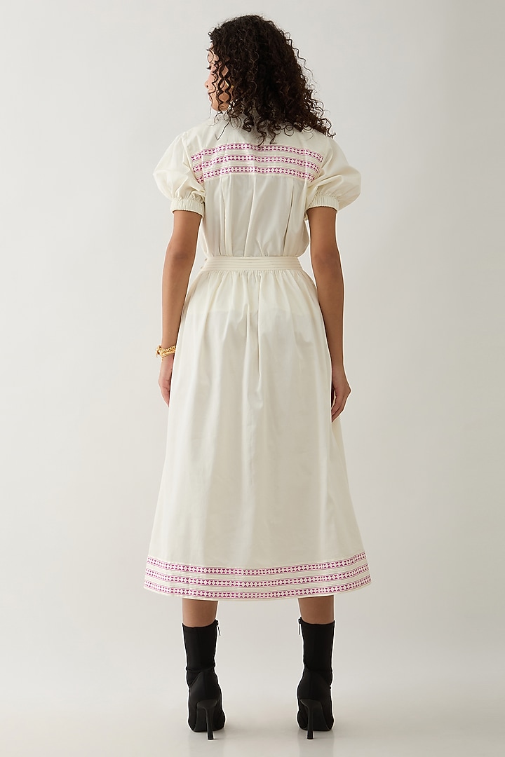 Off-White Cotton Satin Mosaic Printed Co-Ord Set by SNOB at Pernia's Pop Up Shop