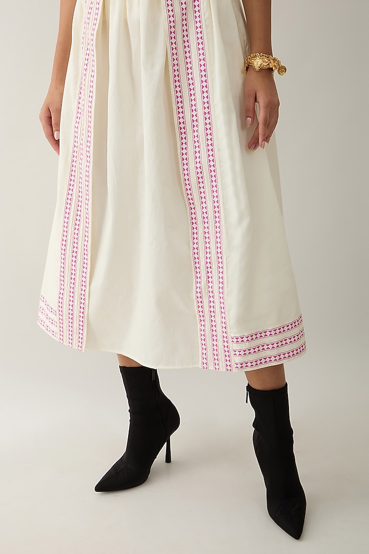 Off-White Cotton Satin Mosaic Printed Co-Ord Set by SNOB at Pernia's Pop Up Shop