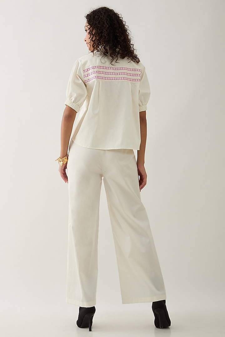 Off-White Cotton Satin Mosaic Printed Shirt by SNOB at Pernia's Pop Up Shop