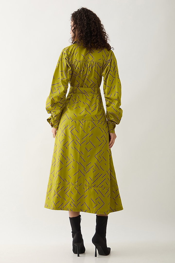 Leaf Green Cotton Satin Midi Vacation Dress by SNOB at Pernia's Pop Up Shop