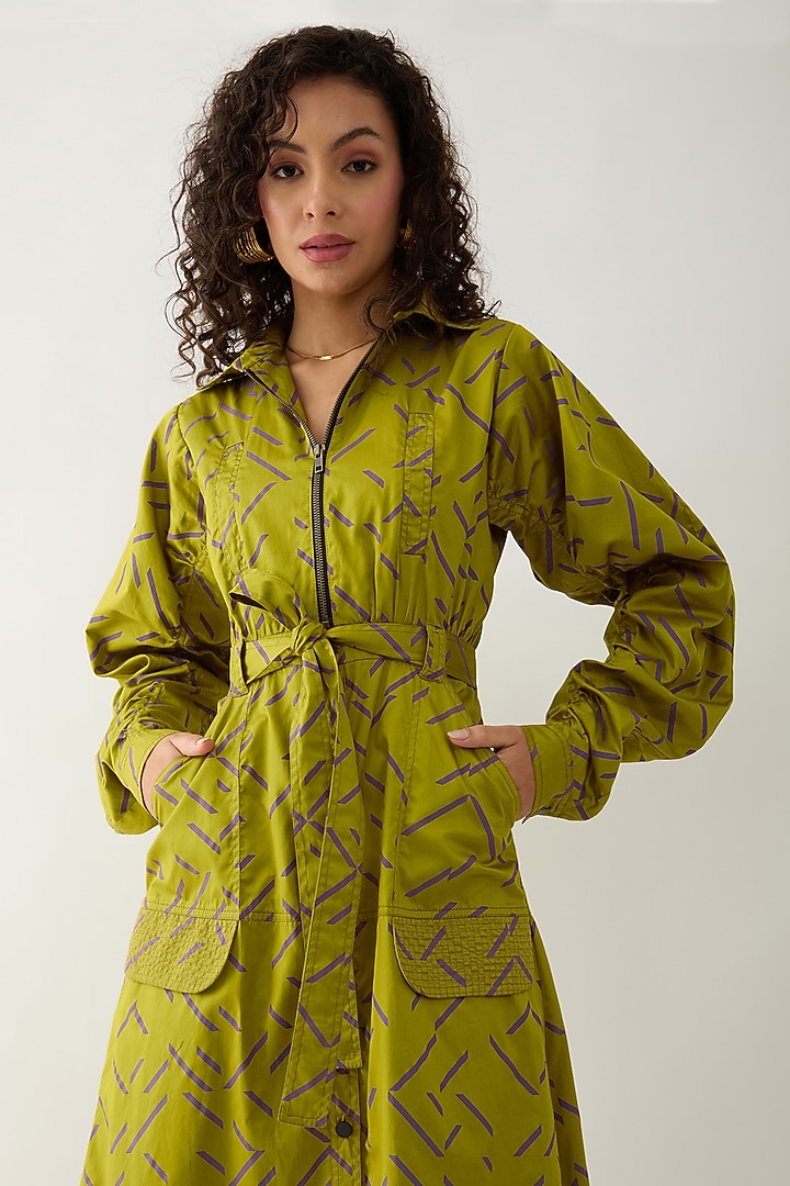Leaf Green Cotton Satin Midi Vacation Dress by SNOB at Pernia's Pop Up Shop