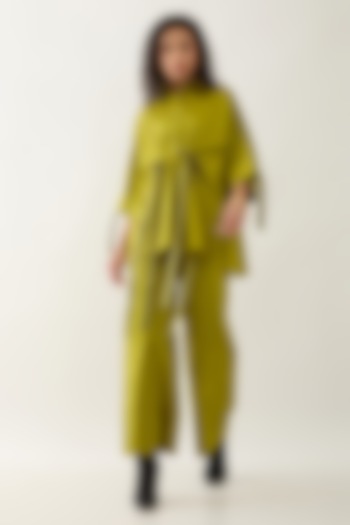 Leaf Green Cotton Satin Co-Ord Set by SNOB at Pernia's Pop Up Shop