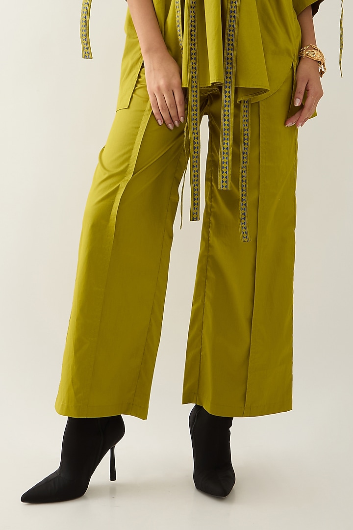 Leaf Green Cotton Satin Co-Ord Set by SNOB at Pernia's Pop Up Shop