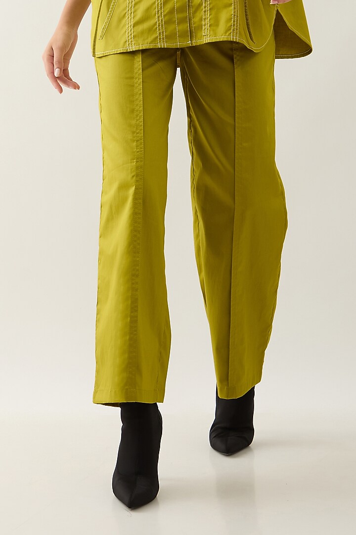 Leaf Green Cotton Satin Co-Ord Set by SNOB at Pernia's Pop Up Shop