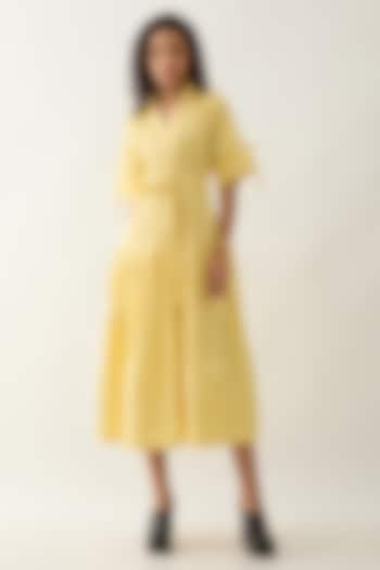 Lime Cotton Satin Midi Vacation Dress by SNOB at Pernia's Pop Up Shop