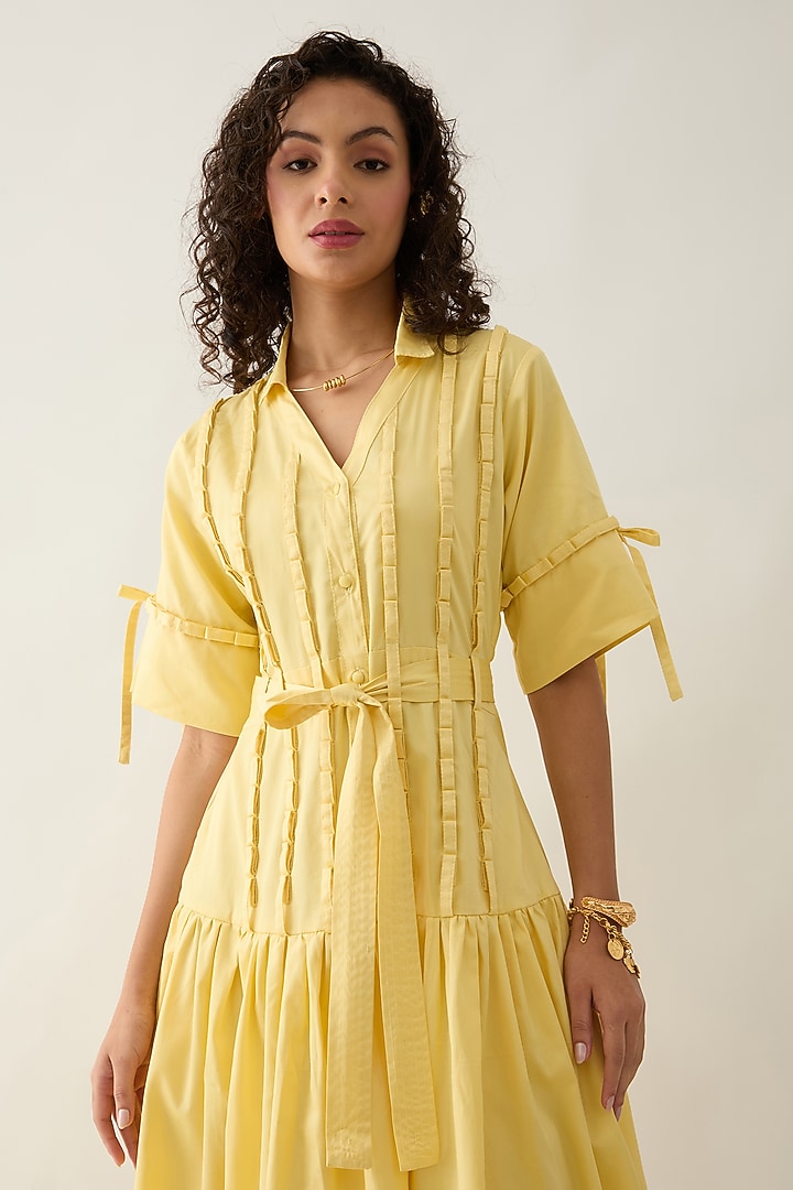Lime Cotton Satin Midi Vacation Dress by SNOB at Pernia's Pop Up Shop