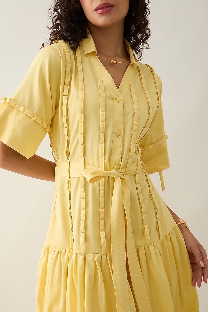 Lime Cotton Satin Midi Vacation Dress by SNOB at Pernia's Pop Up Shop