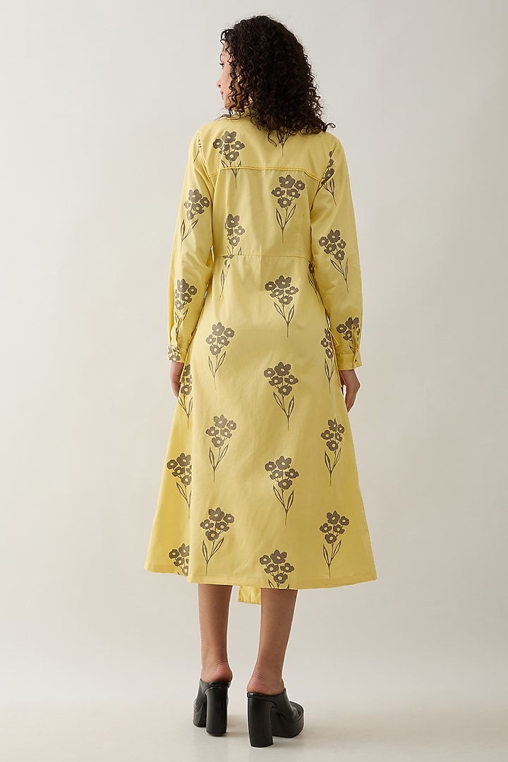 Lime Cotton Satin Printed Midi Vacation Dress by SNOB at Pernia's Pop Up Shop