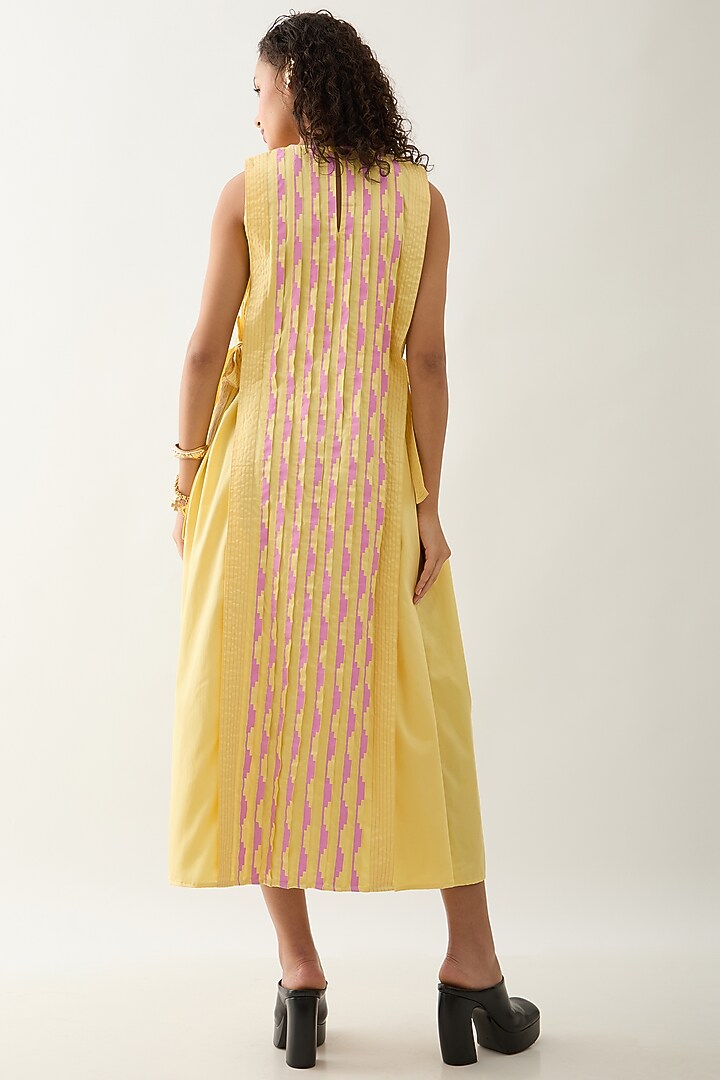 Lime Cotton Satin Printed Sleeveless Midi Vacation Dress by SNOB at Pernia's Pop Up Shop