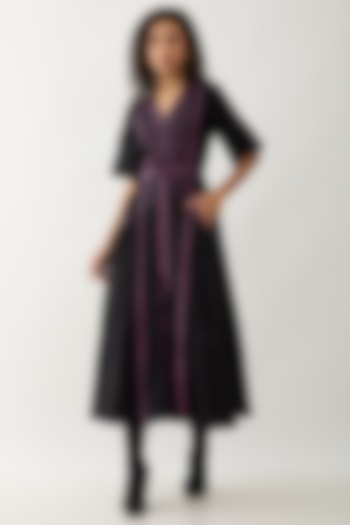 Black Cotton Satin Mosaic Printed Midi Vacation Dress by SNOB at Pernia's Pop Up Shop