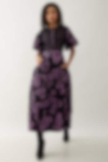Black Cotton Satin Printed Co-Ord Set by SNOB at Pernia's Pop Up Shop