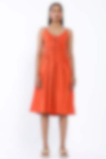 Orange Pleated Dress by SNOB