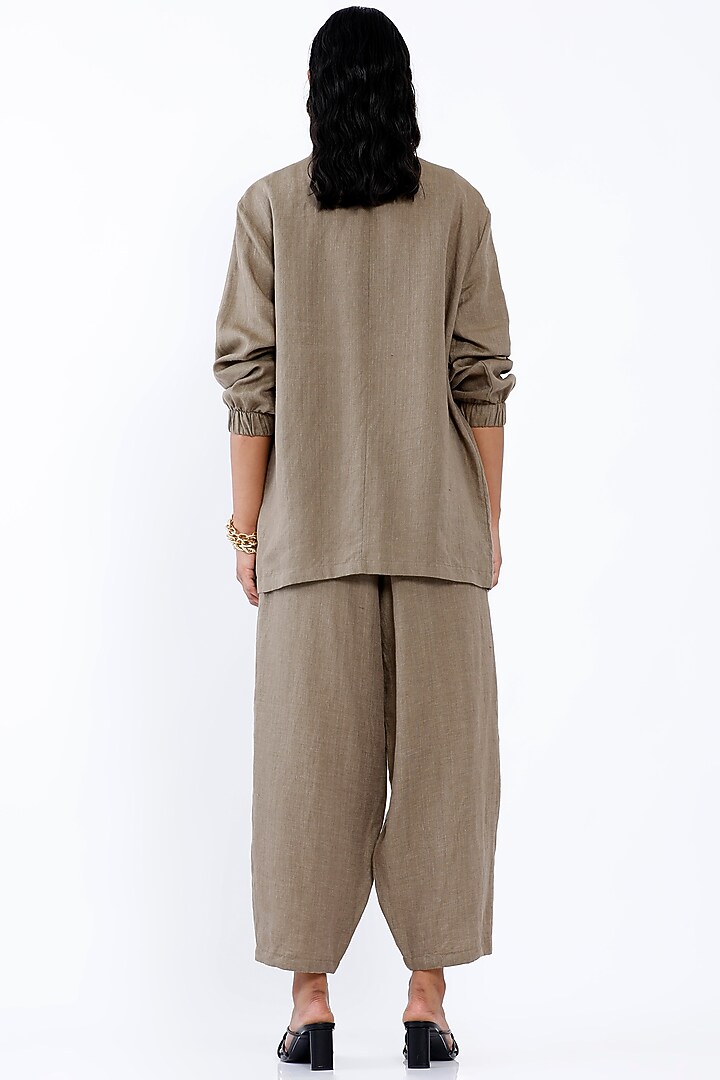 Khaki Double-Breasted Jacket Set by SNOB at Pernia's Pop Up Shop