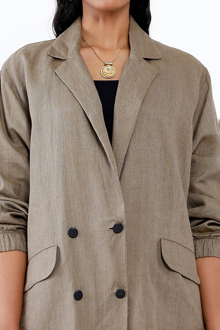 Khaki Double-Breasted Jacket Set by SNOB at Pernia's Pop Up Shop