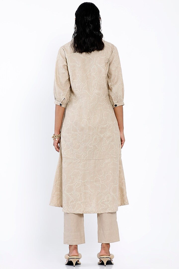 Beige Linen Trousers by SNOB at Pernia's Pop Up Shop
