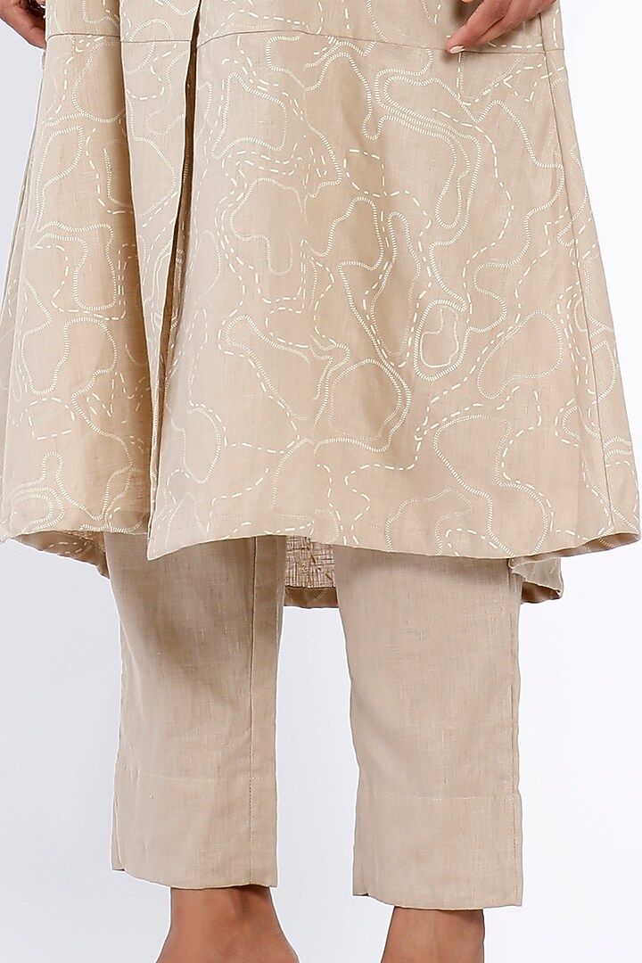Beige Linen Trousers by SNOB at Pernia's Pop Up Shop