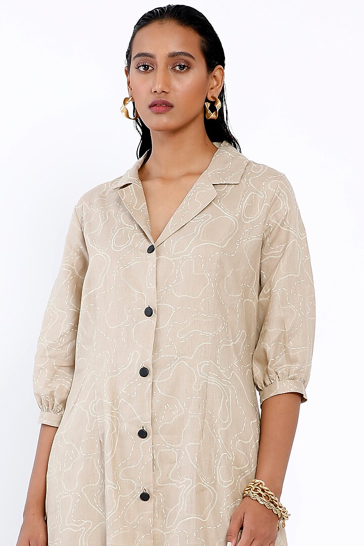 Beige Linen Trousers by SNOB at Pernia's Pop Up Shop