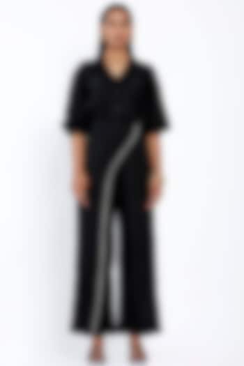 Black Overlapped Trousers by SNOB